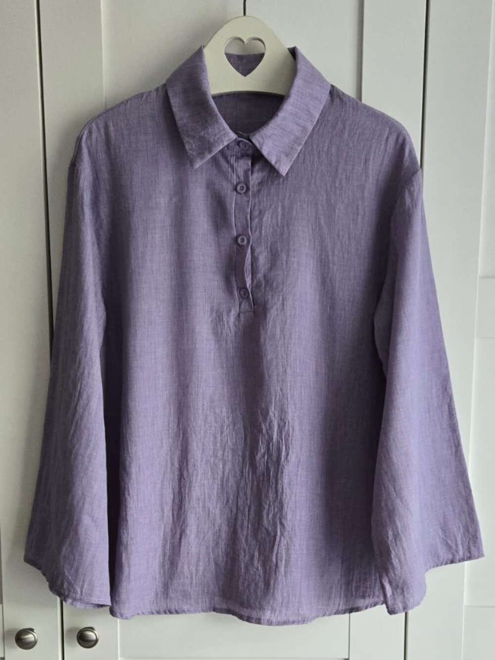 EUC 100% Linen Lavender Pullover Blouse/Tunic Size L Lightweight